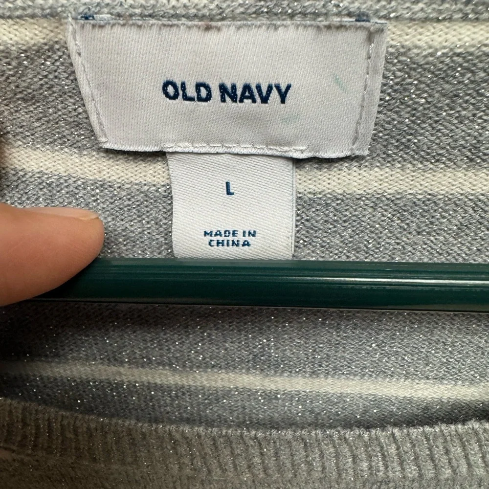 Old Navy‎ Silver and White Striped Top